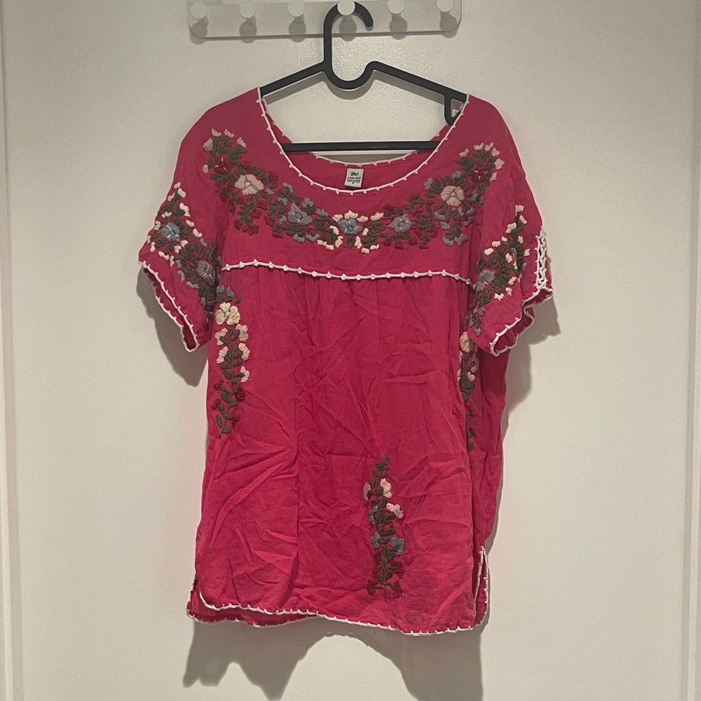 Raj Pink Floral Embroidered Blouse